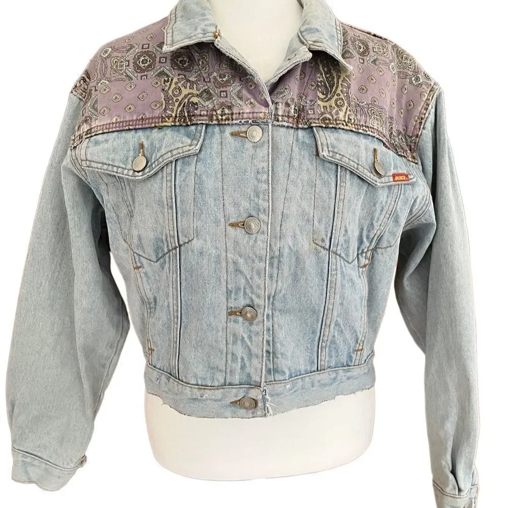 Vintage '90s Jordache Pieced Paisley Denim Jacket size S by Urban Outfitters